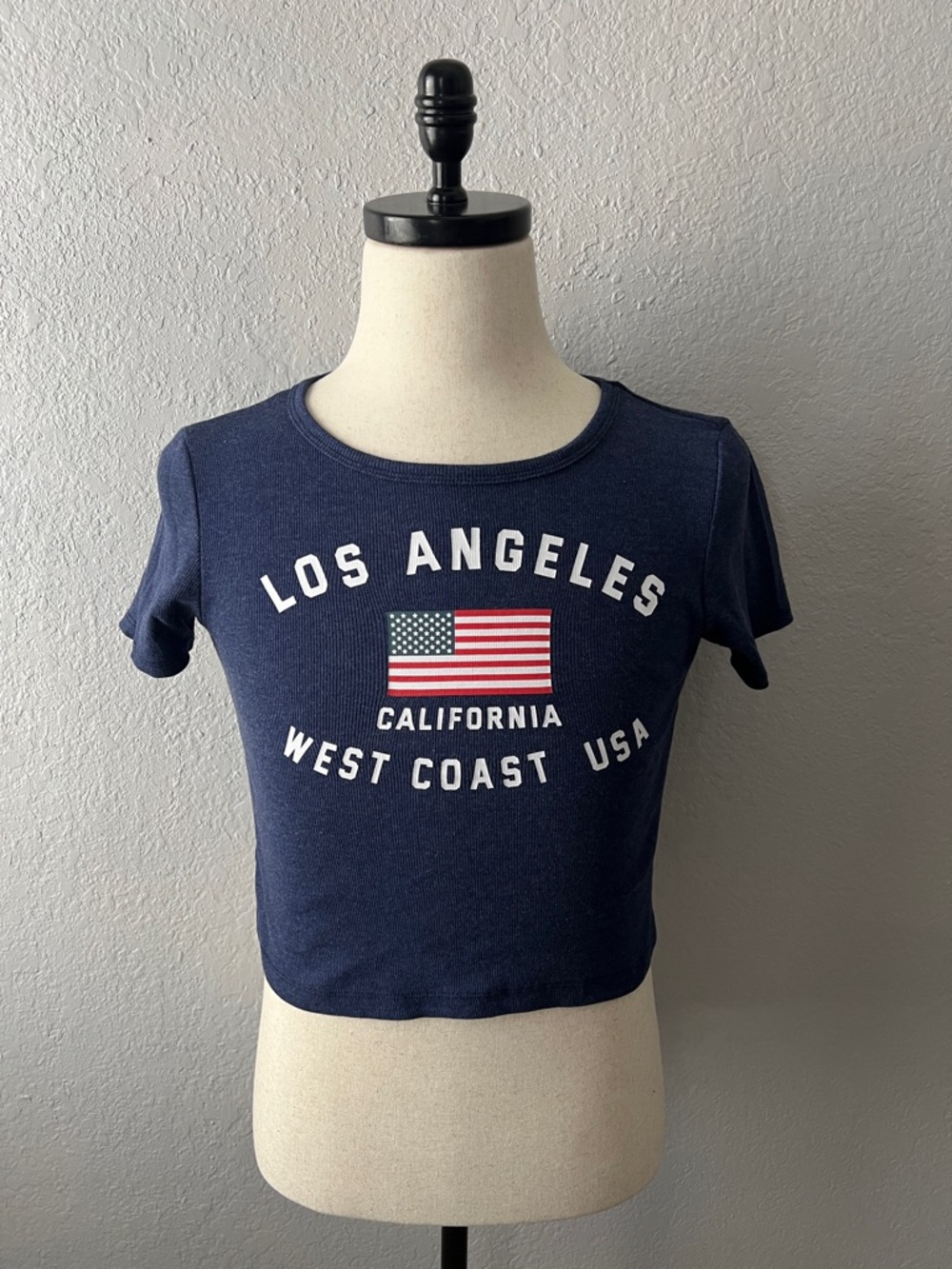 Navy Los Angeles Graphic Crop Tee